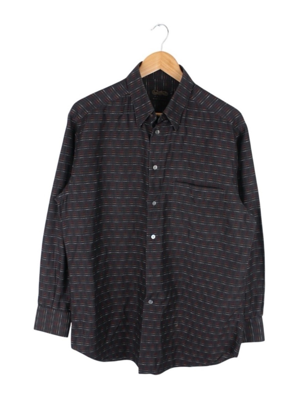 Vintage Luca di Marco Italy Button Up Shirt Black Striped Men's Size Medium